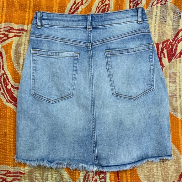 Zara Skirts Zara Floral Embroidered Distressed Denim Skirt Poshmark